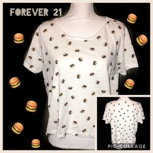 🍔Forever 21 Whimsical Hamburger Top Size L🍔